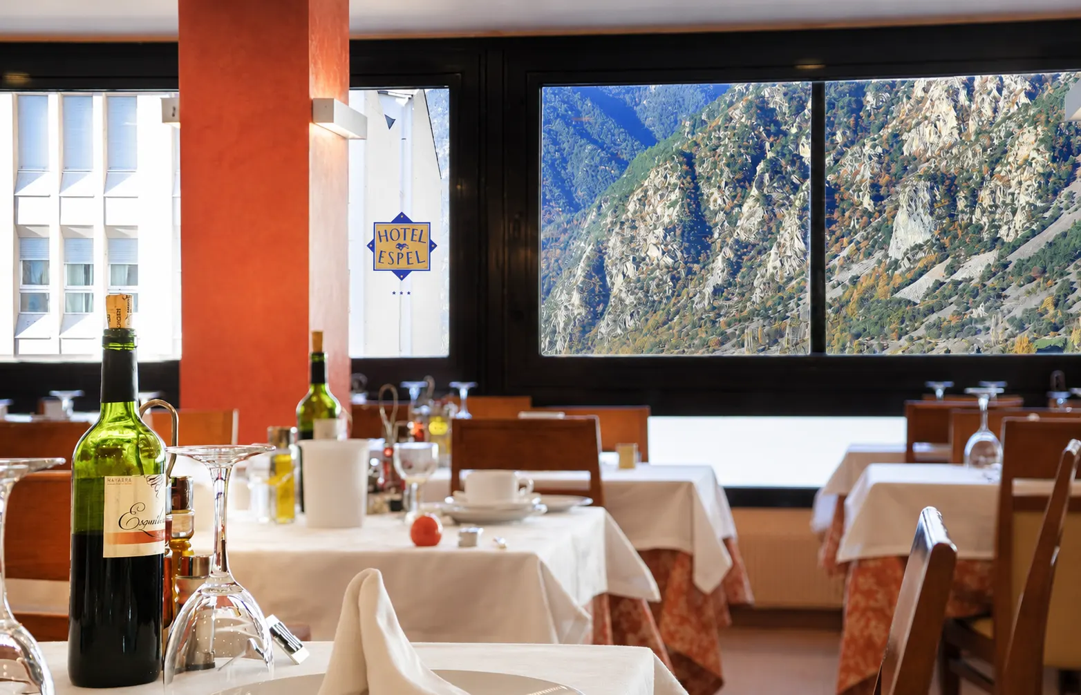 Vista de los Pirineos desde el restaurante